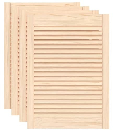 vidaXL 4X Madera Maciza de Pino Puertas Tipo Persiana con Celosía Rejilla Armario Tablillas Guardarropa Separador Decoración 69x49,4cm