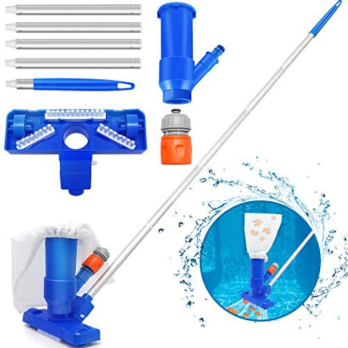 Idota Aspirateur Piscine, Aspirateur de Feuilles de Piscine avec Brosses, Sac de Filtre Ultra Fin, Tête d'aspiration de Nettoyage de Piscine pour Nettoyage, Piscines, Spa, Aquarium, Fontaine