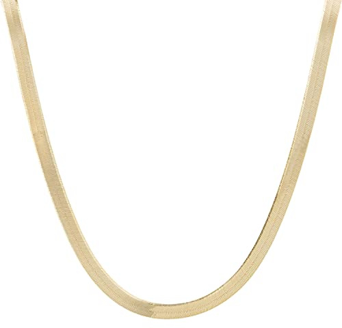 Ardeo Aurum Damen Kette aus 375 Gold Gelbgold flache Schlangenkette 3,4 mm Breite und 45 cm Länge mit Federringverschluss