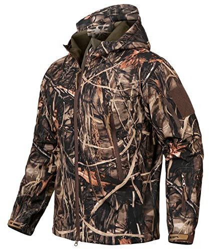 ReFire Gear Men's Soft Shell Military Tactical Jacket Outdoor Camouflage Hunting Fleece Hooded Coat