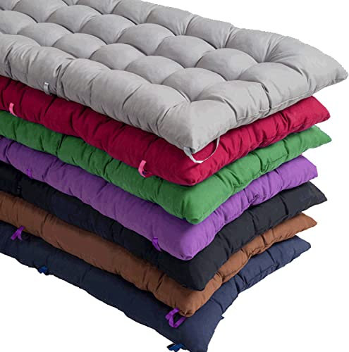 Bench Cushion Seat Pad 2 3 Seater Long Padding with Ties for Outdoor Garden Swing Patio Furniture, Indoor Benches Bay Window Pallet Furniture Tufted Cotton Cushions …
