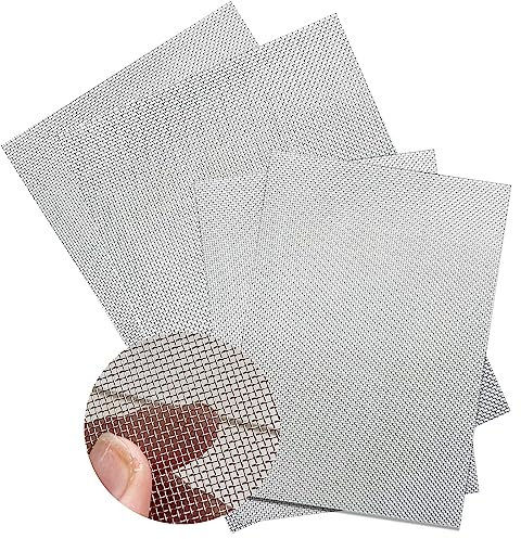 4PCS Malla de Alambre Fina, 20 Mesh Malla Metalica Roedor, Malla Tejido de Acero Inoxidable, Mallas Metálicas Antiinsectos con 1mm Agujero para Prevenir Insectos y Serpientes, Ventana, Cocina