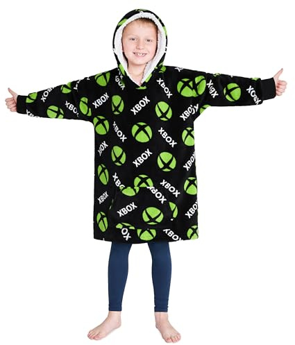 Xbox Pull Plaid Enfant, Sweat Oversize en Polaire, Idée Cadeau Gamer Taille Unique Enfant Ado