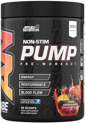 Applied Nutrition ABE Pump Pre Workout - All Black Everything Stim Free Pump Pre Workout Powder | Pump, Energy & Strength with Citrulline, Creatine, Beta-Alanine (500g - 40 Servings) (Red Hawaiian)