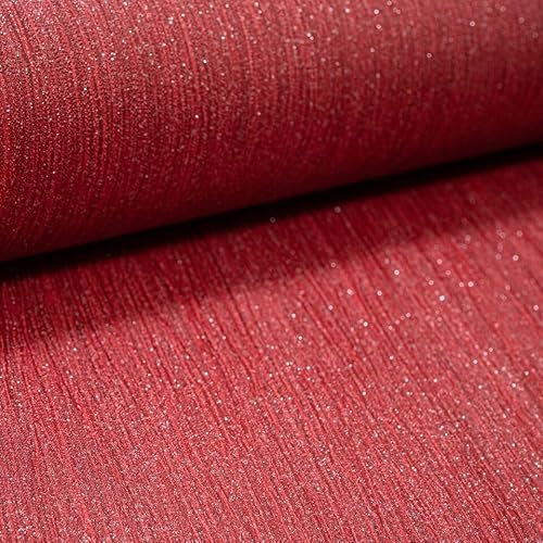 SOPHIE LAURENCE Red Glitter Textured Wallpaper 10 X 0.53 M- Shimmering Silver Sparkle on Heavyweight Vinyl - Modern Peelable Design Wallpaper for Living/Bedroom