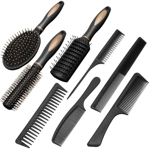Yamitora Set di 8 spazzole per capelli, pettinini massaggianti, antistatici, pennelli per capelli, diversi stili per donne, uomini, uso domestico, viaggi