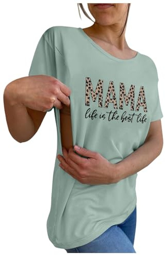 Dasongff T-Shirt Allaitement Femme Zip Manches Courtes Grossesse Fermetures Éclair Dissimulées Vêtement Été Côté Vêtements de Grossesse