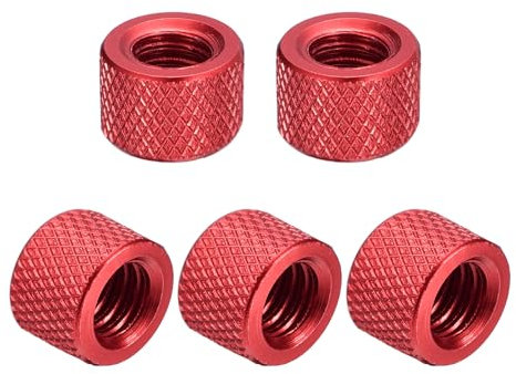 QUARKZMAN 20pz Dado a Farfalla Zigrinato, 1/4-20x10mm Dado a Mano Dado Passante Treppiede Zigrinatura a Diamante Lega Alluminio Dadi Regolazione Bloccaggio per Stampante 3D, Rosso Scuro