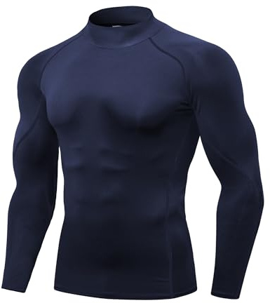 Yuerlian Compression Tops for Men Long Sleeve Running Mock Turtleneck Shirt | Quick Dry,Base Layer T-Shirts,Sports,Gym,Training Undershirts,Workout,Athletic,Slim Fitted,Football,Training,Hiking