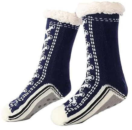 Ultratjocka kashmirtofflor, hemsockor, mjukt kashmirfoder, halkfri botten, mjuka fluffiga julsockor for inomhusbruk(#03)