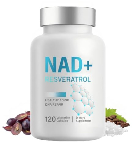 NAD+ Resveratrol 1000mg, 120 Gélules Anti Âge Bio NADH Supplément, Pour Le Soutien De L Énergie Cellulaire Et Du Vieillissement En Bonne Santé Végétariennes
