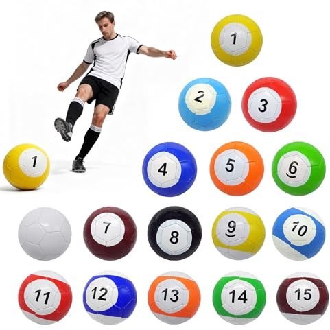LANYU SYNERGY 16 Piece Leather FootBall Pool Kick Billiard Set, Inflatable Snooker Balls for Table Games, Sports Game for Adults, for Backyard Rooms, Outdoor and Indoor (22cm)
