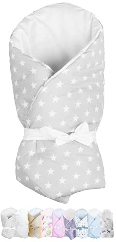Vizaro - Arrullo - Manta - Mantita Envolvente Bebé - Acolchado - Muy Suave - 100% Algodón - Hecho UE, OekoTex - Estrellitas Blancas