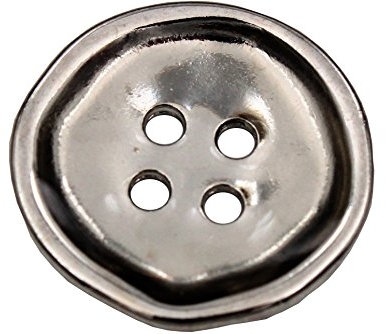 Hartmann-Knöpfe 6 Stück, silbern glänzende 4-Loch Knöpfe, die mit ihrer unperfekten Form bestechen, in 4 Größen erhältlich (6 Stück) (12mm)