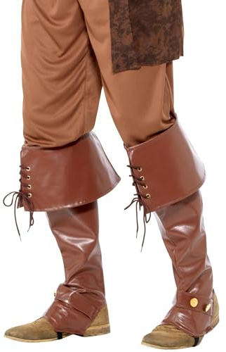 Smiffys Couvre-bottes de luxe style pirate, Marron Halloween
