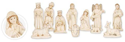 The Healing Corner Christmas Nativity Set Holy Family White Nativity 11 Figures 6 Resin