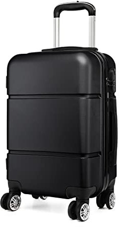 KONO Reisekoffer Handgepäck Koffer mit Rollen Hartschale Trolley 55x38x22cm 33 Liter Leichtgewicht ABS Schwarz