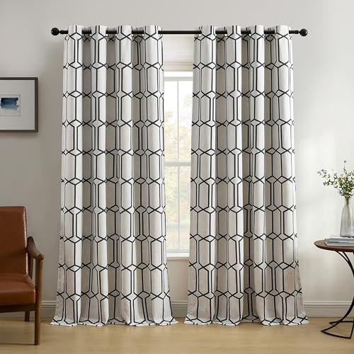 Elrene Home Fashions Kaiden Geometric Room-Darkening Window Curtain, Single Panel, 52 W x 84 L (1 Panel), Black