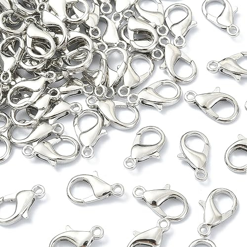 LiQunSweet 1000pcs Zinc Alloy Curved Lobster Clasps Platinum Color Plated Nickel Free Lobster Claw Clasps 14x8mm for Jewelry Making Necklace Bracelet DIY Crafting Findings