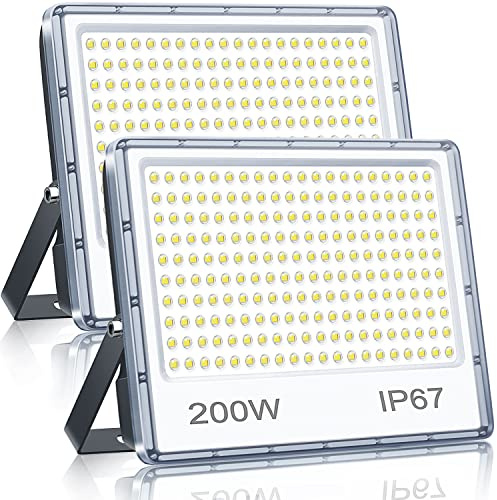 YIQIBRO LED Strahler Außen 200W, 20000LM 6500K LED Scheiwerfer 2 Stück