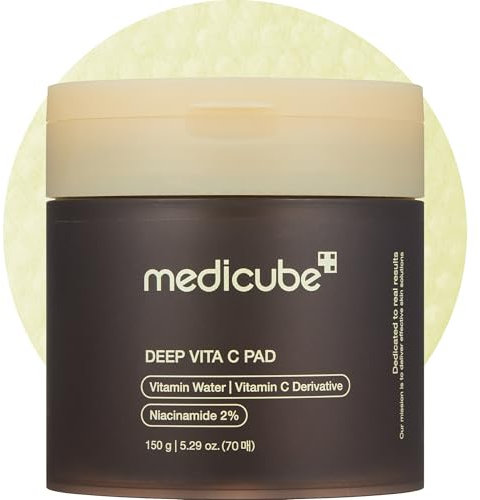 Medicube Deep Vita C Facial Pads, Vitamin C Toner Pads for Uneven Skin Tone, 500,000PPM of vitamin water & 3 types of vitamin, Hydrating & Resurfacing (70 sheets)