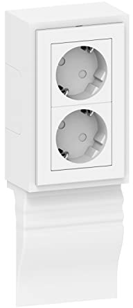 Habengut 2-fach Vertikal-Steckdoseneinheit für Sockelleiste Berliner Profil aus PVC, Weiß