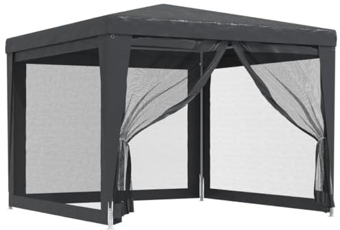 vidaXL Partytält med 4 sidoväggar i nät 3x3 m HDPE antracit