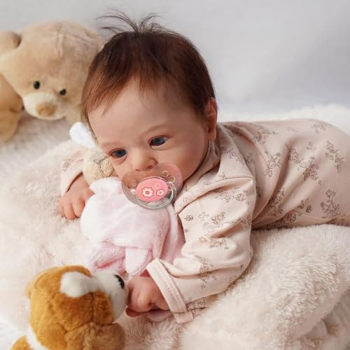 RXDOLL 48,3 cm verklighetstrogen nyfödd tidig babydocka flicka realistisk återfödd babydocka, äkta utseende babydocka, mjuk kropp, viktad reborn-docka för barn gåva