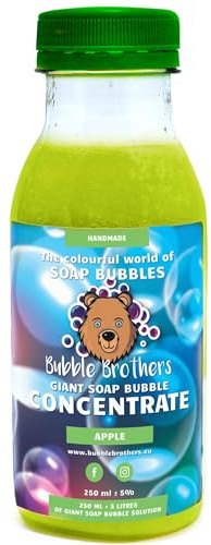 Bubble Brothers Giant Bubble Mixture 5L Refill Concentrated Bubble Solution for Bubble Machines Giant Bubble Mix Premium Bubble Liquid Bubble Fluid for Giant Bubble Wands Bubbles Kids (Apple 250ml)