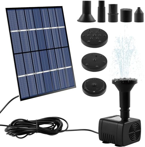 MENIBBLER Solar Fountain with 8 Nozzles, Portable Solar Power Water Pump Panel Kit, Multipurpose Solar Pond Pump Outdoor Solar Water Fountain Pump for Garden Small Pond Pool Fish Tank Bird Bath
