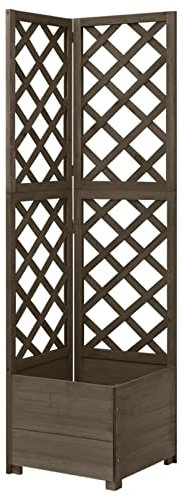 Mengtu Eck-Spalier mit Pflanzkasten Pflanzkasten für Kletterpflanzen Hochbeet mit Spalier, Blumenkübel für Balkon Gartenspalier Rankkasten 40x40x150cm Massivholz Tanne Grau Garten Möbel