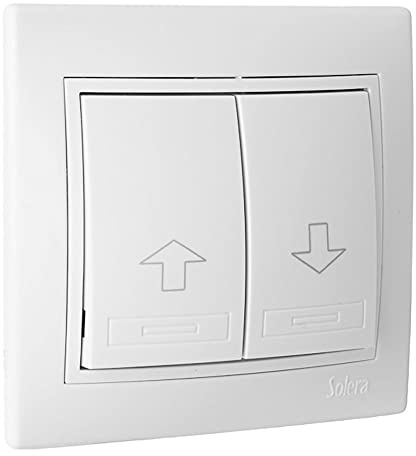 Pulsador para persiana blanco, serie estándar, funcionamiento sencillo, ideal para automatización de persianas y control de luz.