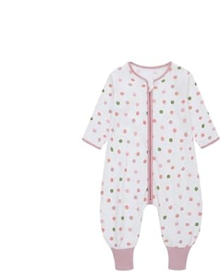 Baby sovsäck sommar med fötter 0,5 tog 100 % bomull barn sommar sovsäck med ärmar för pojkar och flickor, Punkt, L/95-105CM