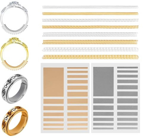 LONZIKP 46 Pièces Réducteur de Bague, Ajusteur de Bague Invisible, Trop Grand, Inlay de Bague Sizer, Ajusteur de Taille de Bague, Spirale Invisible, Large pour Dames et Hommes, Toutes Tailles