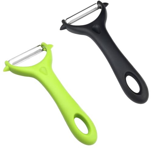 DAZISEN 2Pcs Potato Peeler - Y-Shaped Swivel Vegetable Fruit Peeler, Stainless Steel Potato Peelers for Kitchen Fruits Carrots Eggplant(Green + Black)