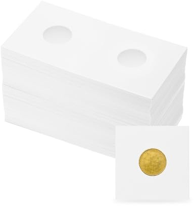 sourcing map Coin Flips 2 x 2, 100 Pack Cardboard Coin Holder Coin Collection Supplies Paper Coin Display Sleeves for 17.5mm/ 0.7 Coin Collection Supplies Collector, White