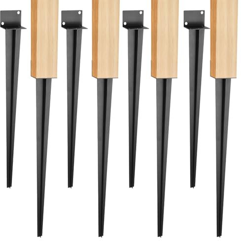 Ansobea Lot de 8 supports de poteau à enfoncer en forme de L - Douille de sol pour poteaux en bois - 55 x 700 mm - Douille de sol à enfoncer pour ancre, pergolas, petites clôtures en bois