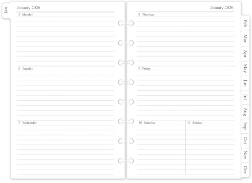 2026 Weekly & Monthly Planner Refill, A5 Medium Planner Inserts for 8-Disc Discbound Planner, 5.5x8.5, Jan. 2026 - Dec. 2026, 12 Monthly Calendars with Laminated Tabs