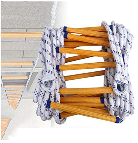 Escalera de seguridad de emergencia con cuerda de escape y mosquetones, resistente al fuego, para niños y adultos, fácil de desplegar, para escalada en el hogar, 25 m (9,84 pies/10 pies) (5 m/16 pies)