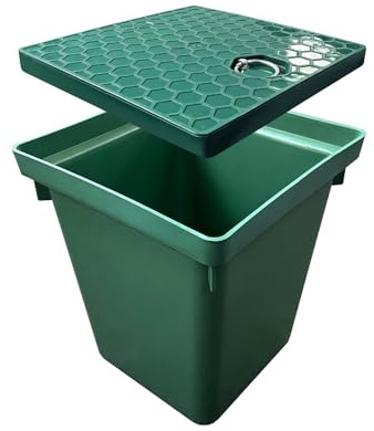 Natotela 12.5x12.5x14.3in Underground Splice Boxes W/Solid Inspection Cover Deep Enclosure Plastic Precast Pull Distribution Pit Access Electrical Junction Boxes Drillable Tapered Wiring Cable Box