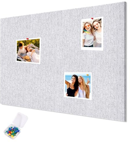Tablón de Anuncios de Fieltro Grande 120 x 90 cm Tablero de Corcho Autoadhesivo con 30 Chinchetas Corcho Pared Autoadhesivo Pizarra de Fotos Plegable Decorativo de Fieltro para Oficina Cocina Notas
