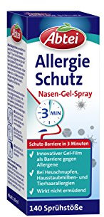 Abtei Allergie Schutz Nasen-Gel-Spray - bei Heuschnupfen, Hausstaubmilben- und Tierhaarallergien - wirkt nicht ermüdend - 1 Flasche à 140 Sprühstöße - 20 ml