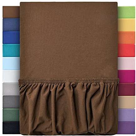 Premium Plus Topper Bezug Boxspring Spannbetttuch Jersey 180x200 cm - 200x220 cm 100% Baumwolle (Schokobraun/Dunkelbraun)