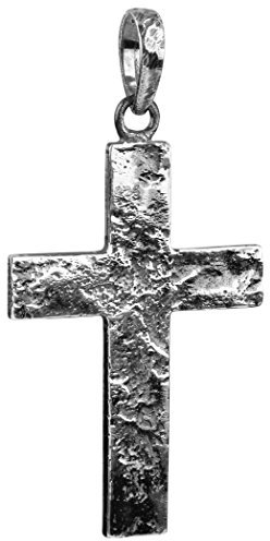 Kuzzoi Silber Kreuz Anhänger für Ketten massivem 925er Sterling Silber für Halsketten Markanter Kreuzanhänger handgefertigt 54 mm hoch (schwarz, Sterling-Silber)