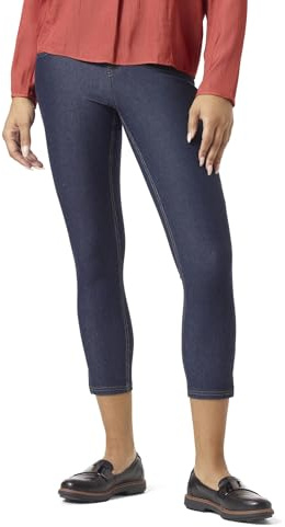 HUE Ankle Slit Essential Denim Capri Calcetines, Deep Indigo Wash, M Mujeres