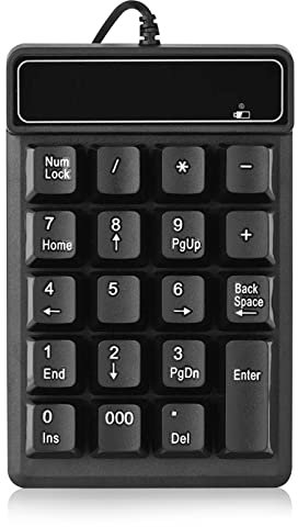 Agatige Mechanical Numeric Keypad, 19 Keys Number Pad Cable Length 1.5m / 5ft USB Wired Number Key Pad Portable Keypad Extended Layout for Laptop Desktop PC