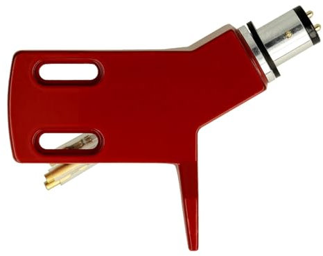 THAKKER CHS-13 - abgewinkeltes Headshell aus leichtem Aluminium - rot | SME Anschluss | für gerade Tonarme | inkl. Headshell-Kabel