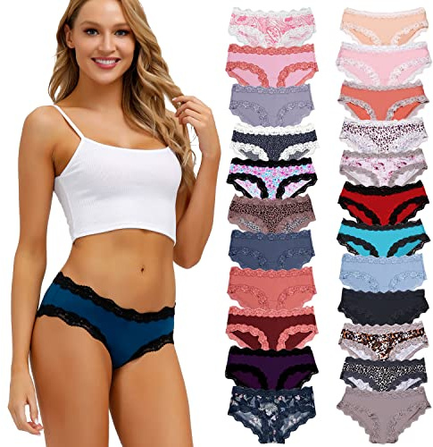 ADOVAKKER Women's Underwear Low Rise Lady Micro Smooth Breathable Briefs Hipster Panties 6 PACK (6-E-L)