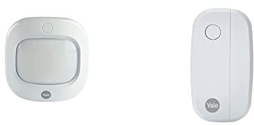 Yale AC-PIR Sync Alarm Motion Detector - Sync Smart Home Alarm - 200 m range, White & AC-DC Sync Alarm Door/window Contact - Sync Smart Home Alarm - 200 m range - Works with Alexa, White