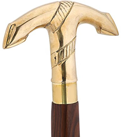 Ajuny Bastoni da Passeggio per Uomini Donne Anziani Bastoni in Legno con Gancio in Ottone Staccabile Manico con Finitura Dorata Regali Decorativi - 36 pollici